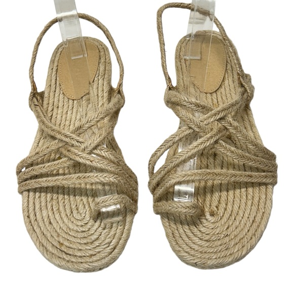 Truffle Collection Rope Toe Loop Flat Sandals Color Natural - Size 7 - Picture 2 of 7